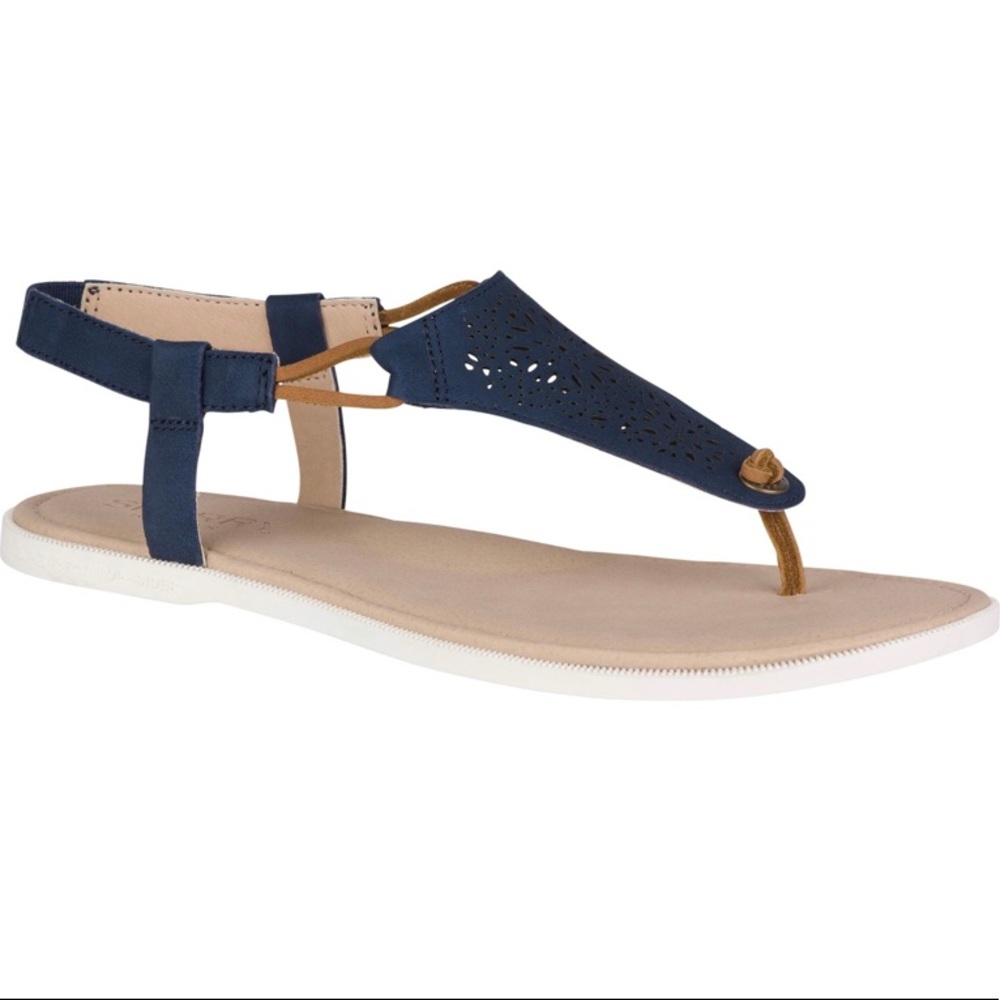 Sperry Top Sider Women's Calla Jade Thong Sandals Size 10 Navy Blue Leather